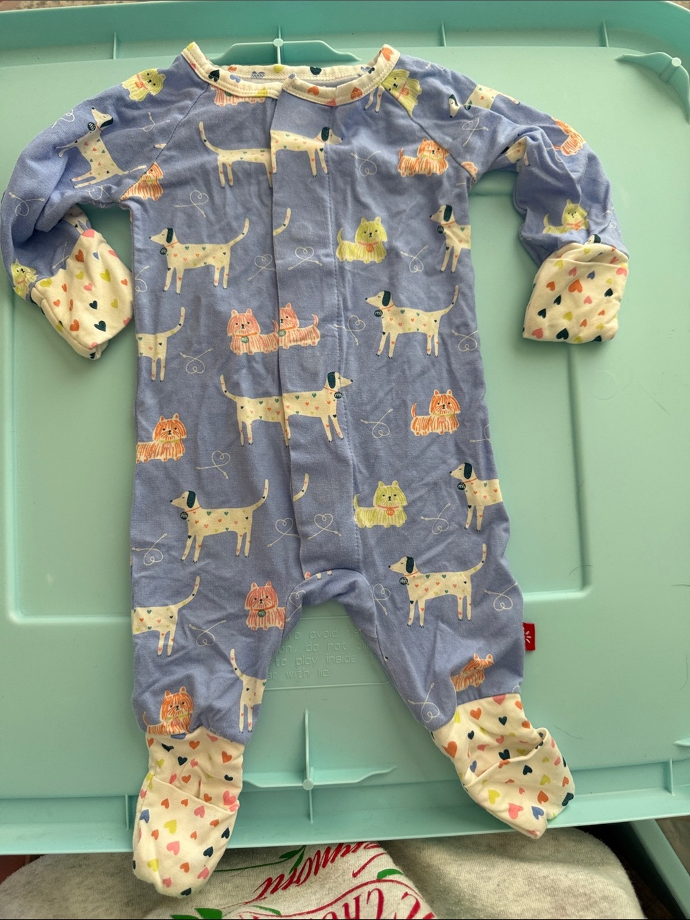 Children's Dog Print Footed One-Piece Pajamas - Lavender